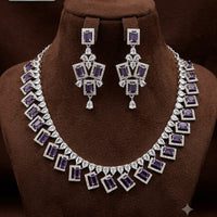 FS Collection Sparkling American Diamond Jewellery Set for Women
