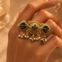 FS Collection Designer Pota Stone And Pearl Statement Ring for Women