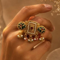 FS Collection Designer Pota Stone And Pearl Statement Ring for Women