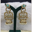 FS Collection Antique Style Pota Stone And Pearl Ghungroo Kashmiri Jhumki Earrings