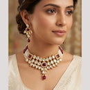 FS Collection Premium Kundan Stone And Pearl Choker Necklace Set