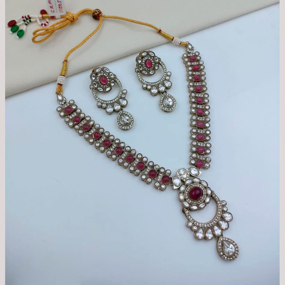 FS Collection Traditional Pota Stone Necklace Set for Women & Girls