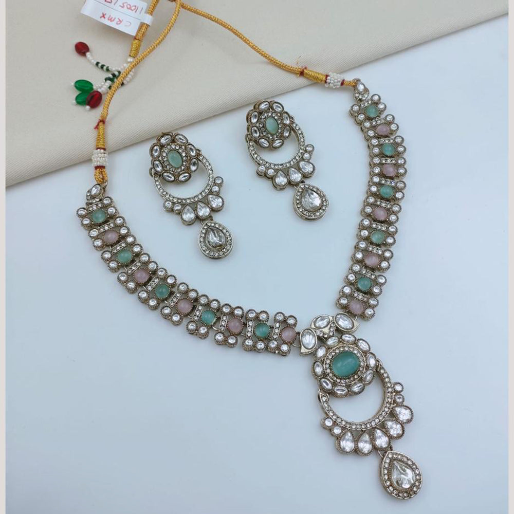 FS Collection Traditional Pota Stone Necklace Set for Women & Girls