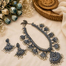 FS Collection Vintage Oxidised Plated Pota Stone Necklace Set for Women & Girls