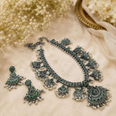 FS Collection Vintage Oxidised Plated Pota Stone Necklace Set for Women & Girls