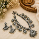 FS Collection Vintage Oxidised Plated Pota Stone Necklace Set for Women & Girls
