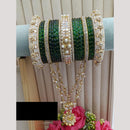 FS Collection Royal Bridal Raindrop Glass Bangles Set with Pearl Latkan
