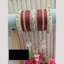 FS Collection Royal Bridal Raindrop Glass Bangles Set with Pearl Latkan