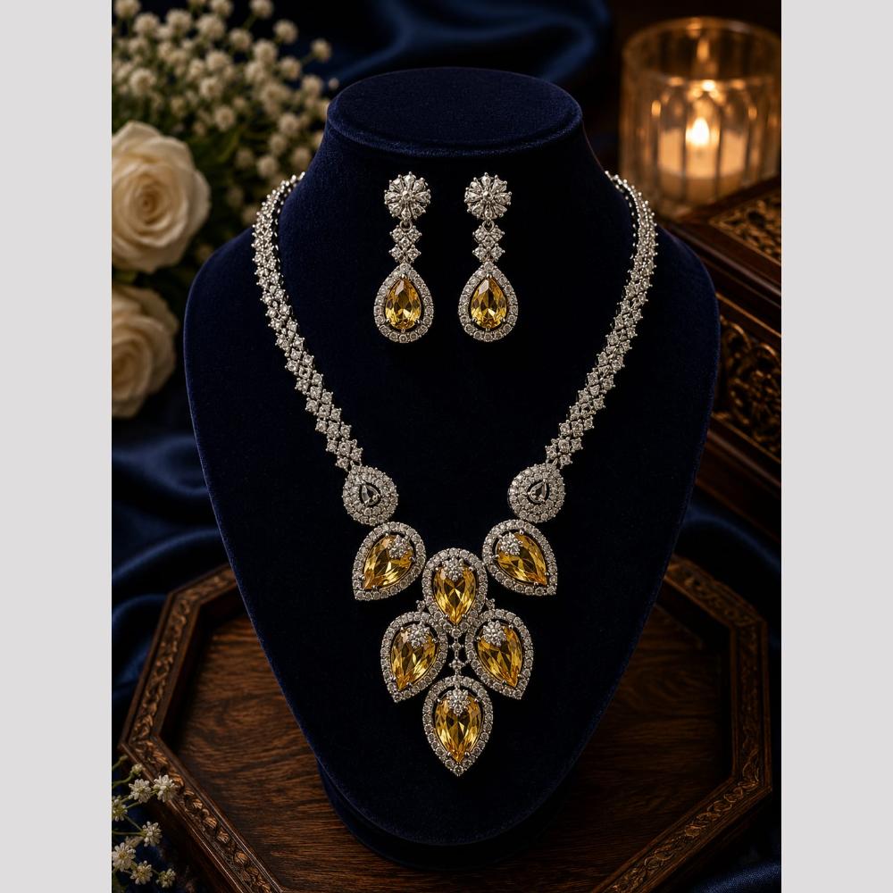 FS Collection Dazzling American Diamond And Austrian Stone Necklace Set