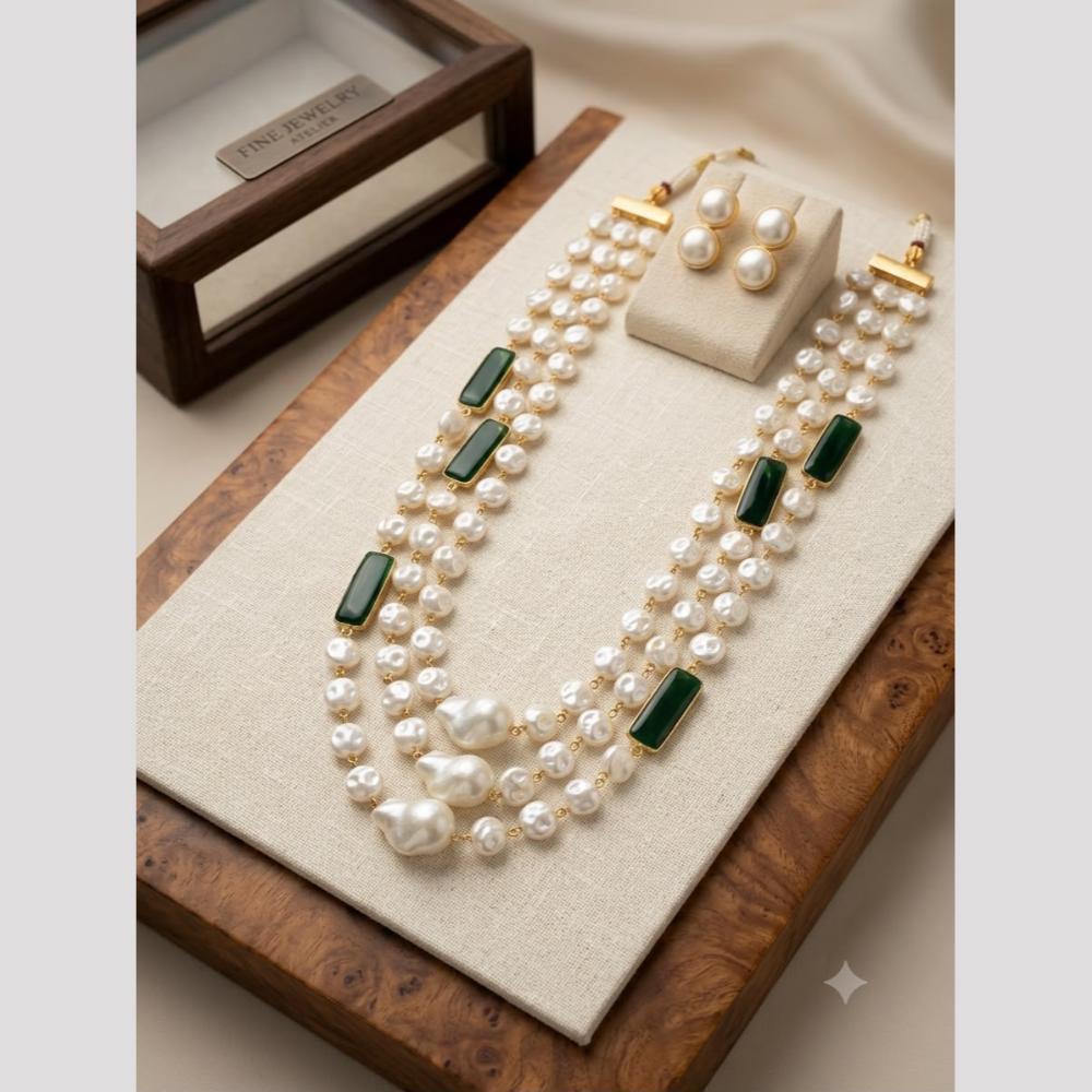 FS Collection Classic Pota Stone And Beads Necklace Set