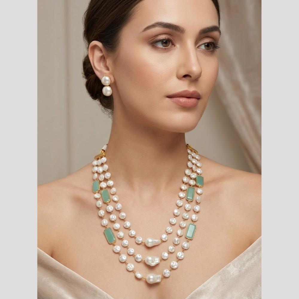 FS Collection Classic Pota Stone And Beads Necklace Set