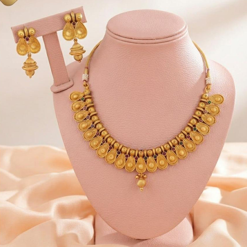 FS Collection Classic Pota Stone And Pearl Necklace Set