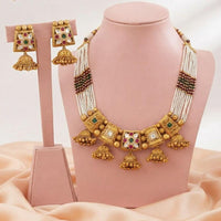 FS Collection Classic Pota Stone And Pearl Necklace Set