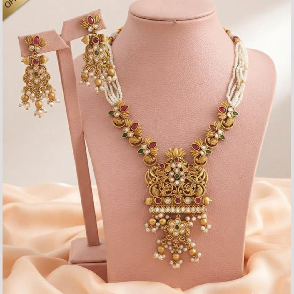 FS Collection Classic Pota Stone And Pearl Necklace Set