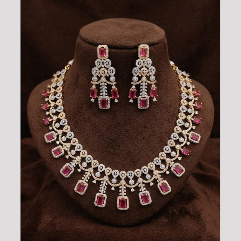 FS Collection Dazzling American Diamond And Austrian Stone Necklace Set