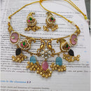 FS Collection Royal Pota Stone And Ghungroo Choker Necklace Set