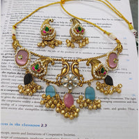 FS Collection Royal Pota Stone And Ghungroo Choker Necklace Set