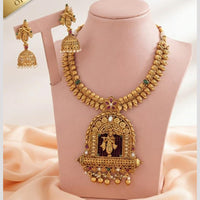 FS Collection Classic Pota Stone And Pearl Temple Necklace Set