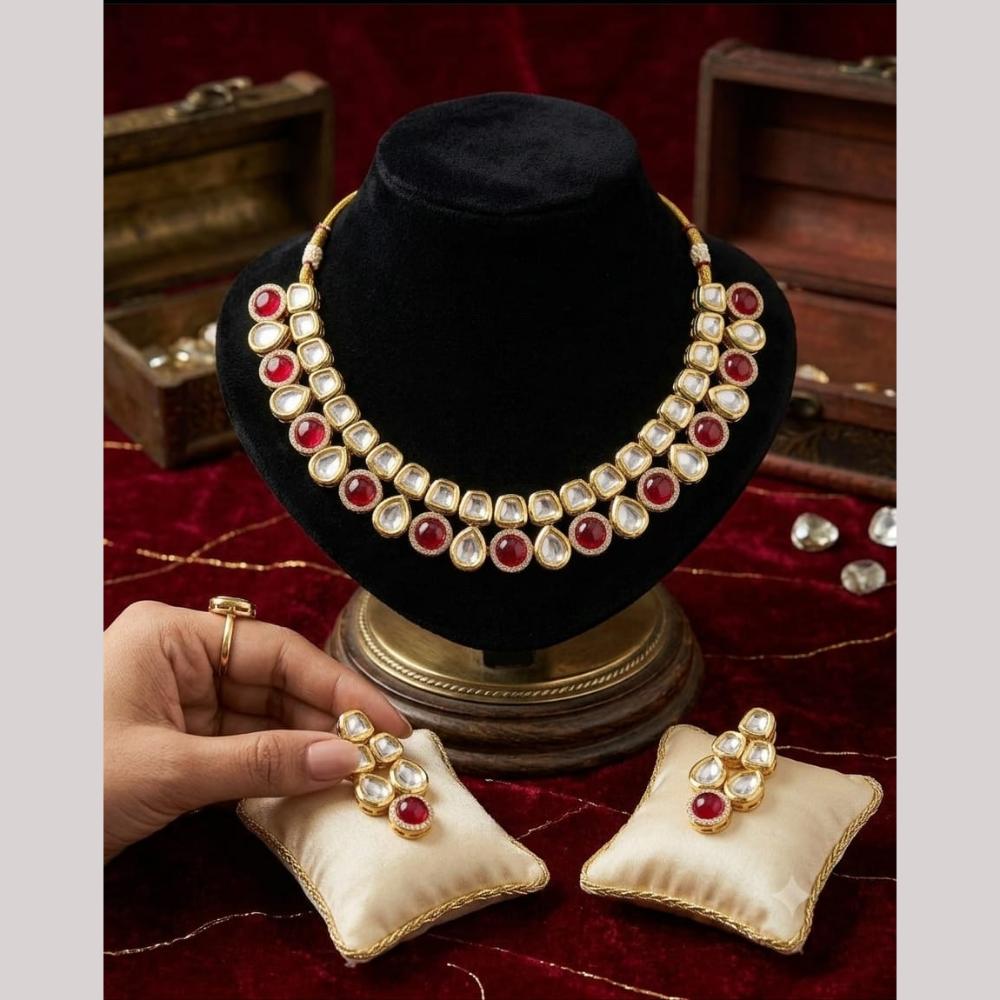 FS Collection Elegant Kundan Stone Necklace Set