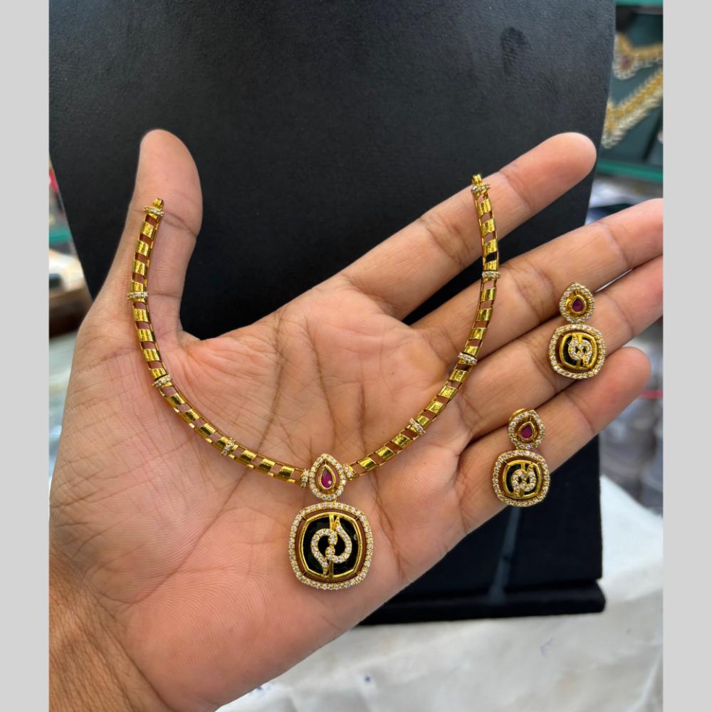 FS Collection Classic Pota Stone And Austrian Stone Necklace Set