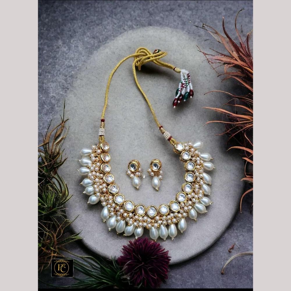 FS Collection Glamorous Kundan Stone And Pearl Designer Necklace Set
