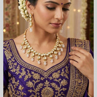 FS Collection Glamorous Kundan Stone And Pearl Designer Necklace Set