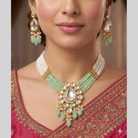 FS Collection Glamorous Kundan Stone And Pearl Designer Necklace Set