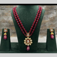 FS Collection Glamorous Kundan Stone And Pearl Designer Necklace Set