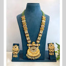 FS Collection Classic Pota Stone And Austrian Stone And Pearl Long Necklace Set