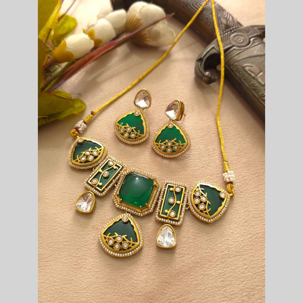 FS Collection Elegant Pota Stone Festive Choker Necklace Set