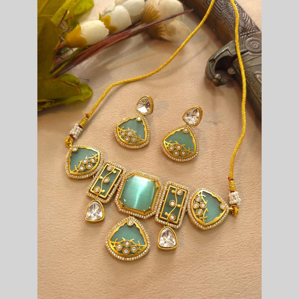 FS Collection Elegant Pota Stone Festive Choker Necklace Set