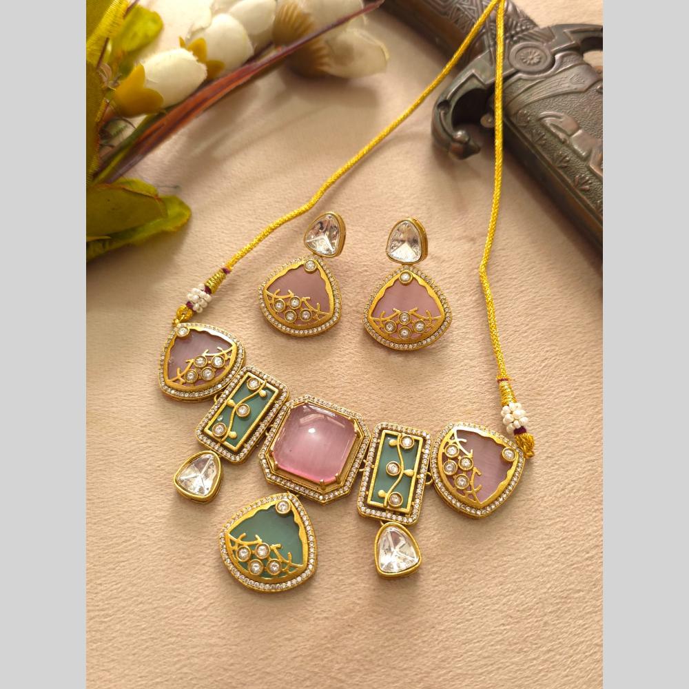 FS Collection Elegant Pota Stone Festive Choker Necklace Set