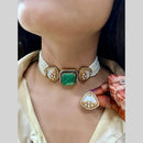 FS Collection Elegant Pota Stone Festive Choker Necklace Set