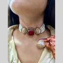 FS Collection Elegant Pota Stone Festive Choker Necklace Set