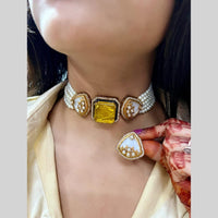 FS Collection Elegant Pota Stone Festive Choker Necklace Set