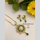 FS Collection Ethnic American Diamond And Pearl Chain Pendant Set
