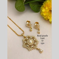 FS Collection Ethnic American Diamond And Pearl Chain Pendant Set