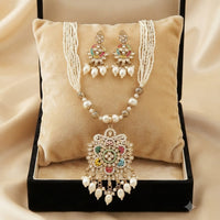 FS Collection Elegant Pota Stone Pearl And Beads Necklace Set