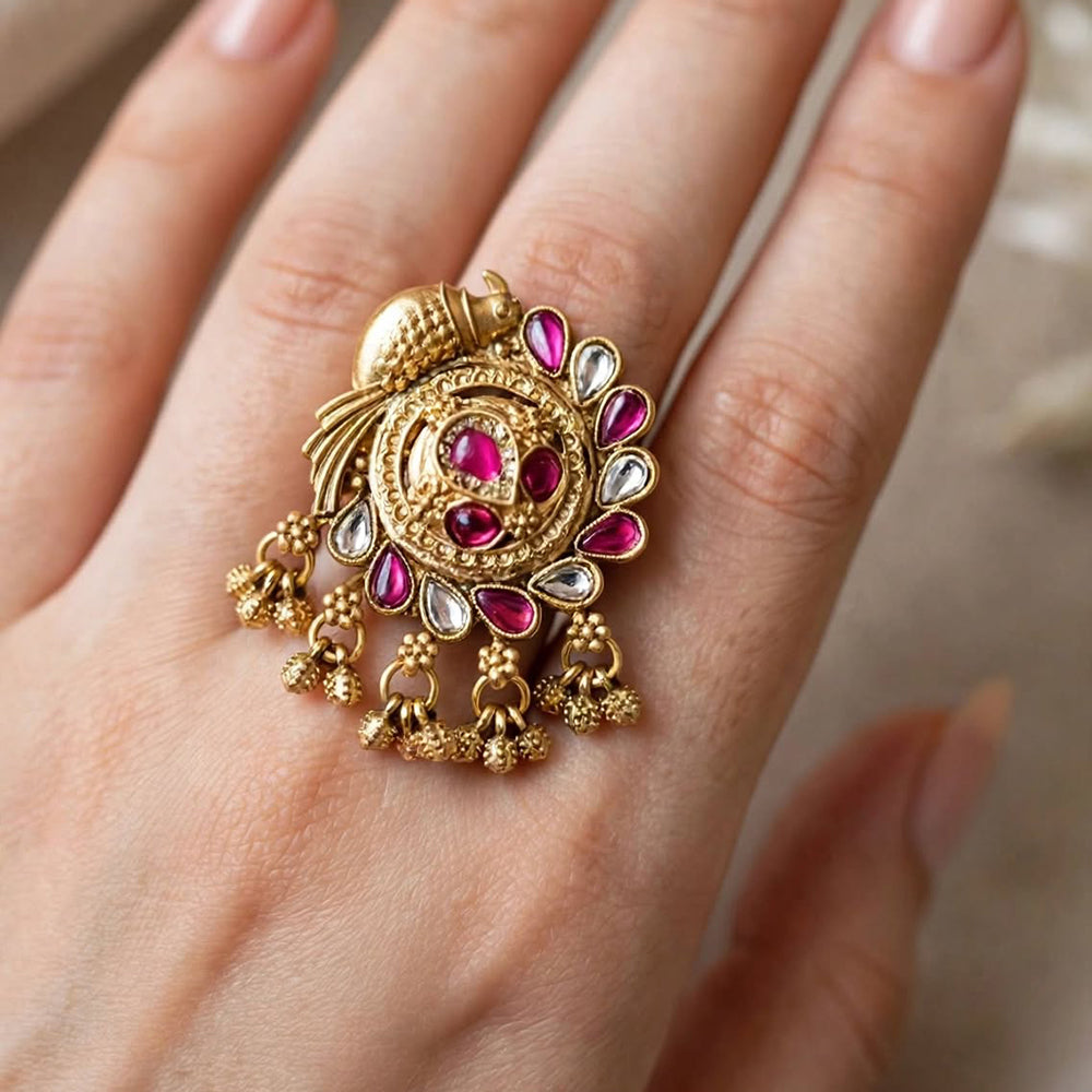 FS Collection Designer Pota Stone And Pearl Statement Ring for Women