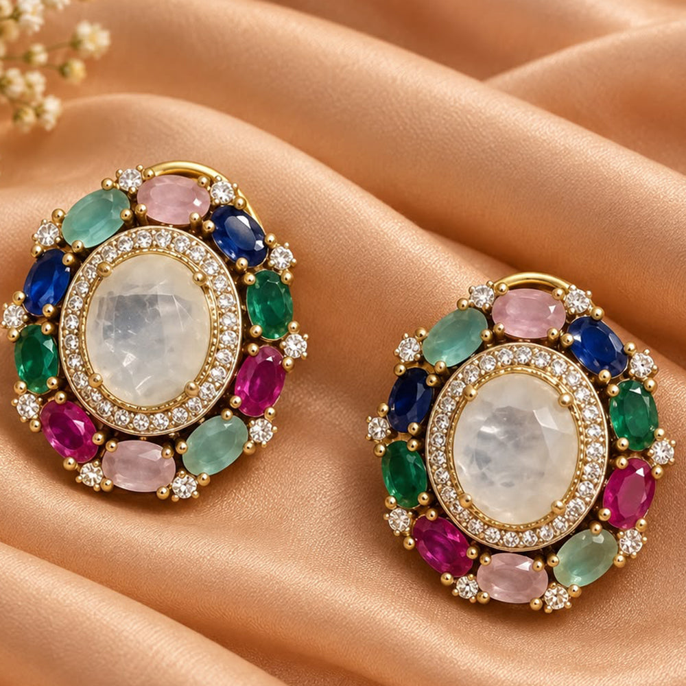 FS Collection Glamorous American Diamond Sparkle Stud Earrings