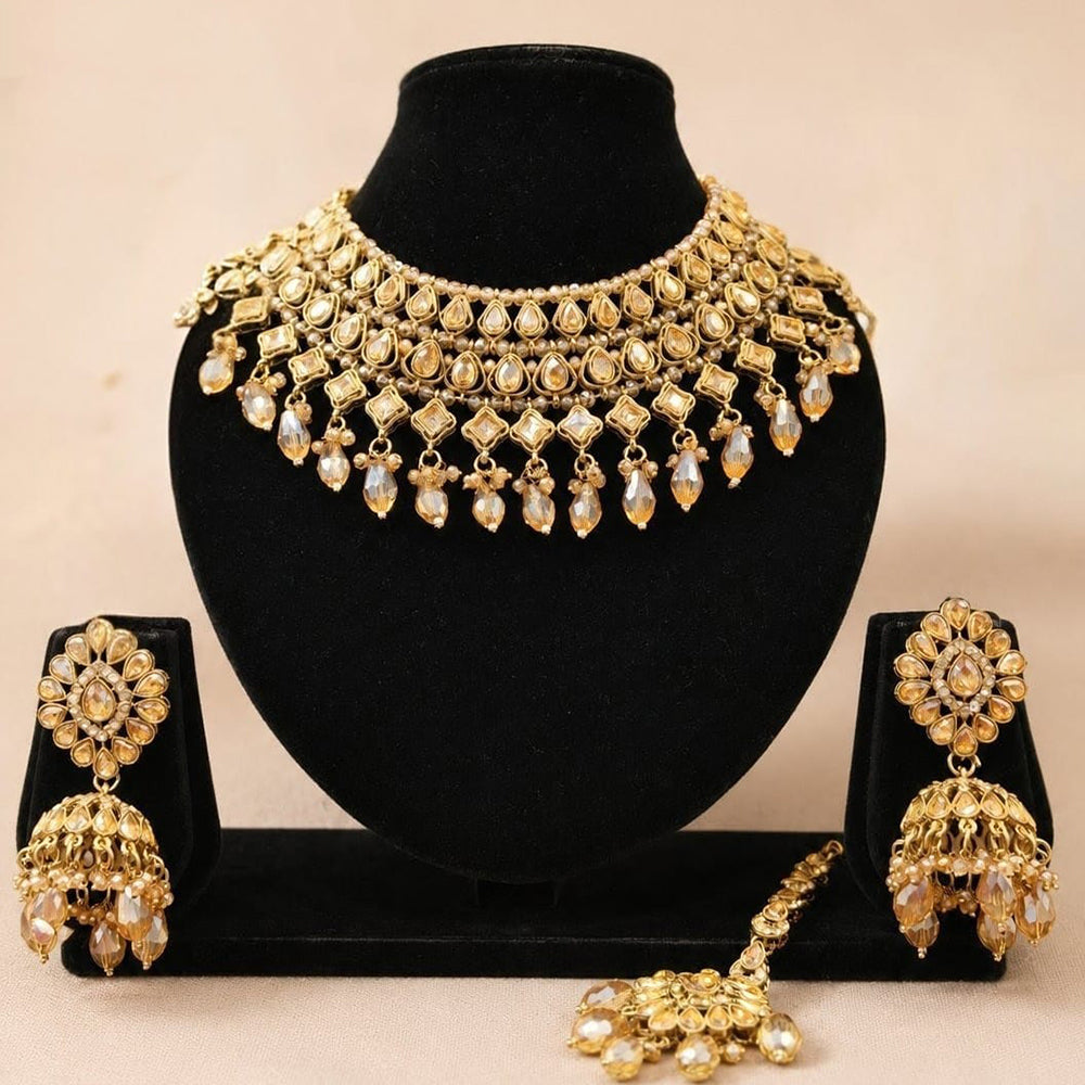 FS Collection Classic Pota Stone And Beaded Necklace Set