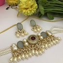 FS Collection Classic Pota Stone And Beaded Choker Necklace Set