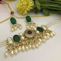 FS Collection Classic Pota Stone And Beaded Choker Necklace Set