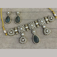 FS Collection Classic Pota Stone And Beaded Choker Necklace Set