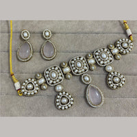 FS Collection Classic Pota Stone And Beaded Choker Necklace Set