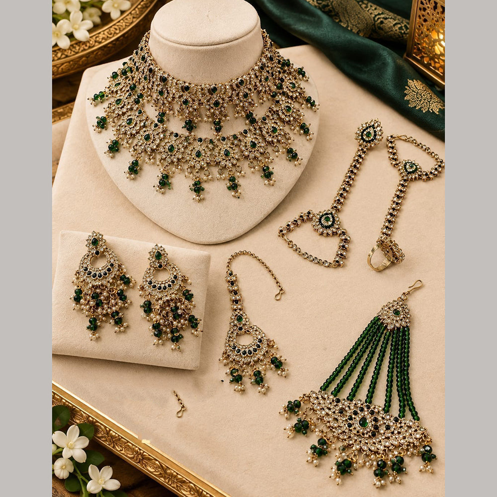 FS Collection Austrian Stone And Pearl Bridal Ensemble Choker Necklace Set