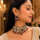 FS Collection Classic Pota Stone And Beaded Choker Necklace Set