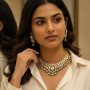 FS Collection Elegant Kundan Stone Necklace Set