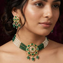 FS Collection Classic Pota Stone And Beaded Choker Necklace Set