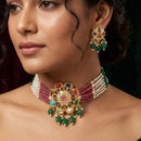 FS Collection Classic Pota Stone And Beaded Choker Necklace Set